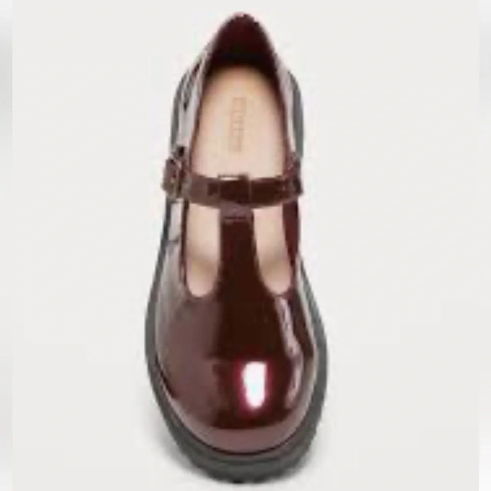 NWT Mary Jane Shiny Faux Leather Old Navy Burgundy Kids Dress Shoes